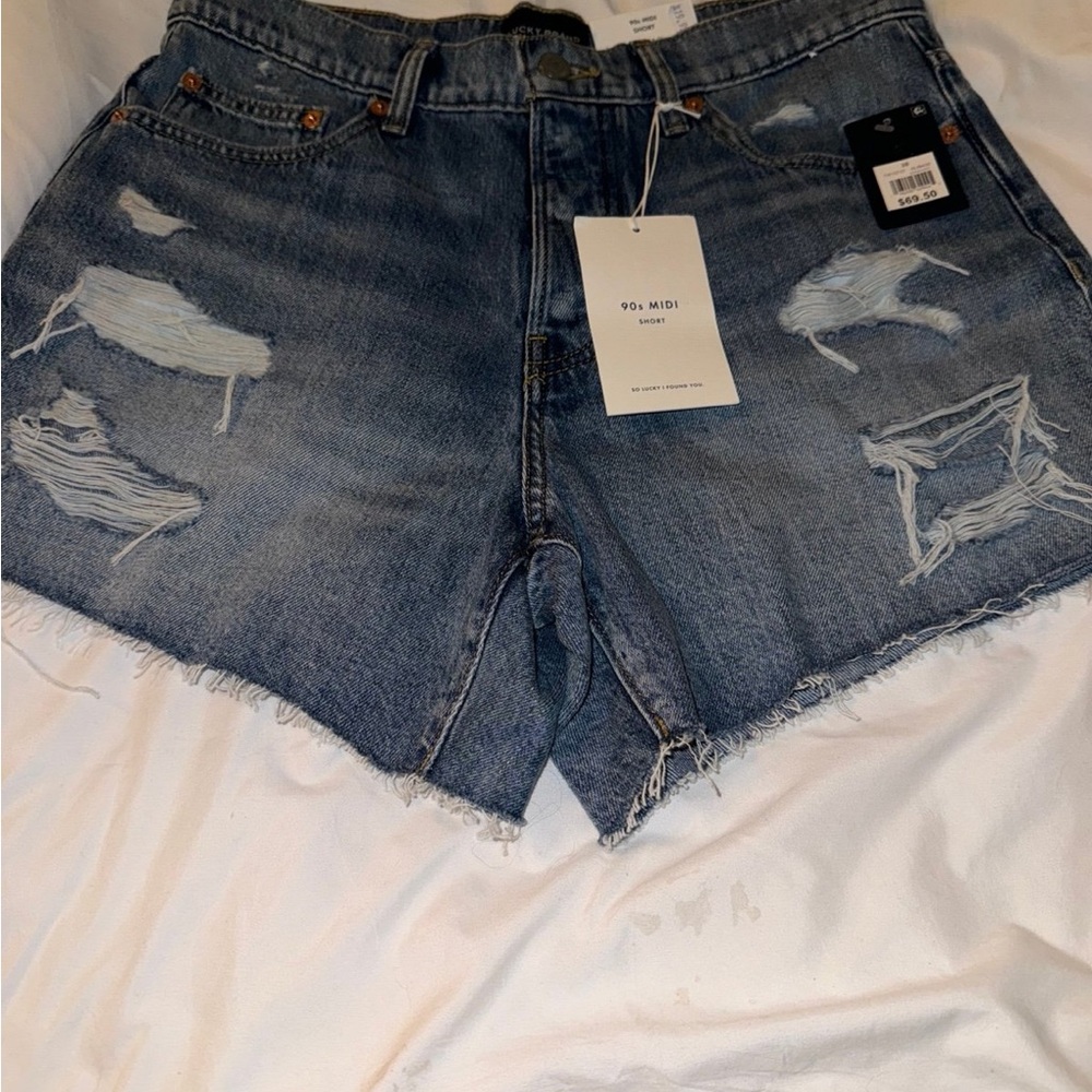 Lucky Brand Classic Blue Ripped Jean Shorts